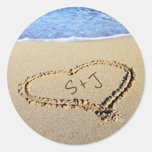 Adesivo Casamento de Destino na Praia com Coração de Areia (Frente)
