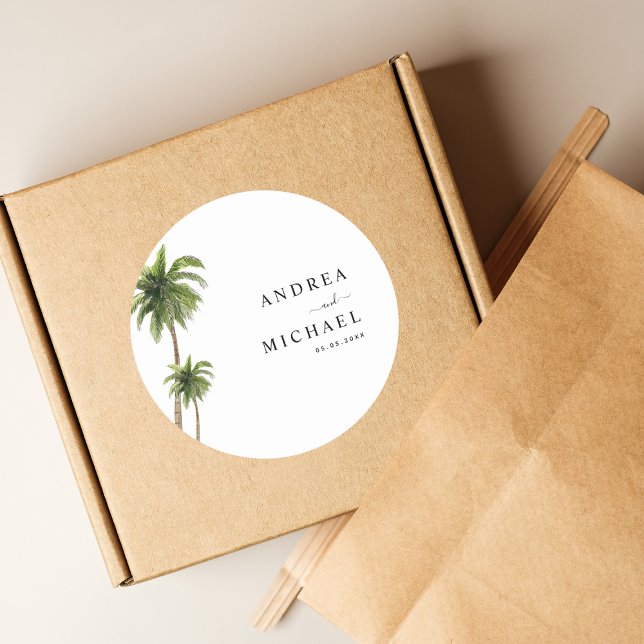Adesivo Casamento de Destino Tropical de Palm Trees Beach (Criador carregado)