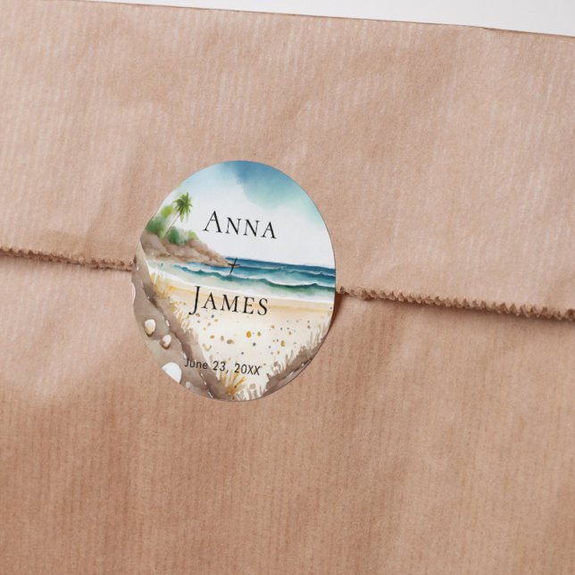 Adesivo Casamento de Destino Tropical do Oceano de Praia d (Criador carregado)