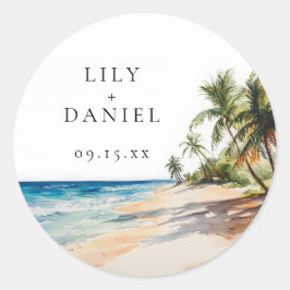 Adesivo Casamento de Destino Tropical em Aquarela