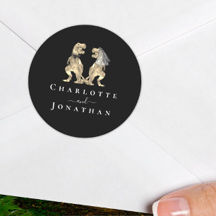 Adesivo Casamento de Dinossauro Preto e Branco Personaliza