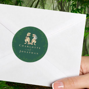 Adesivo Casamento de Dinossauro Verde Personalizado