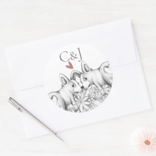 Adesivo Casamento de dois cães Corgi