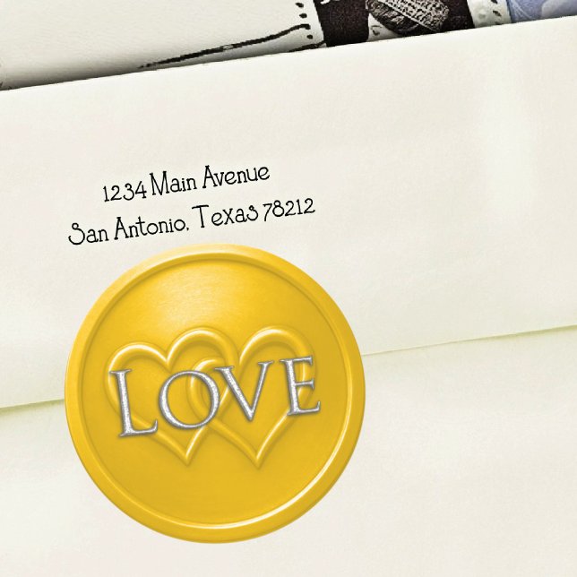 Adesivo Casamento de Dois Corações Entrelaçados Amarelos (Criador carregado)