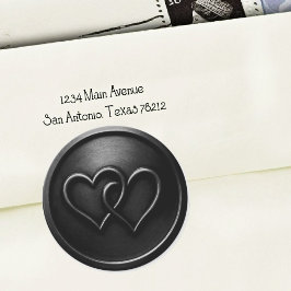 Adesivo Casamento de Dois Corações Entrelaçados Preto