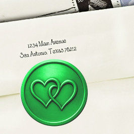Adesivo Casamento de Dois Corações Entrelaçados Verde