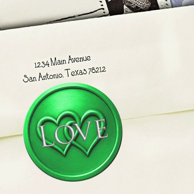 Adesivo Casamento de Dois Corações Entrelaçados Verde (Criador carregado)