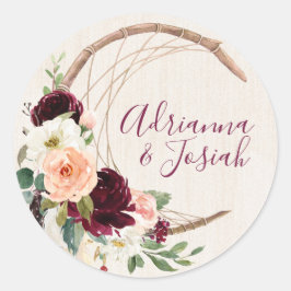 Adesivo Casamento de Dream Catcher Moon Peach & Burgundy B