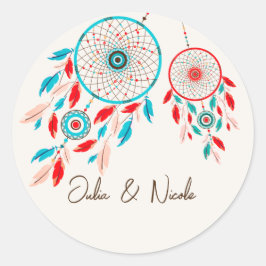 Adesivo Casamento de Dreamcatcher de pena tribal Boho