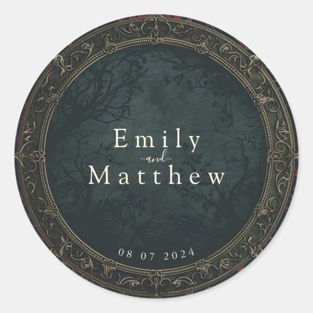 Adesivo Casamento de Elegância Gótica Vitoriana (Frente)