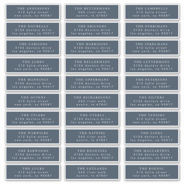 Adesivo Casamento de Endereço de Convidado Azul de Marinho (Frente)