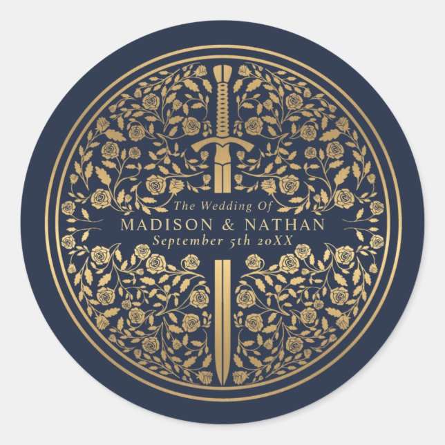 Adesivo Casamento de Espada Real Medieval Azul (Frente)