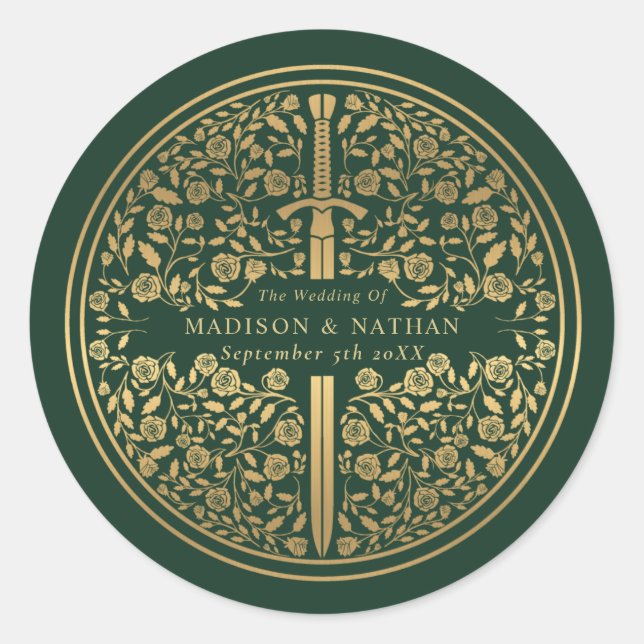 Adesivo Casamento de Espada Real Medieval Verde (Frente)