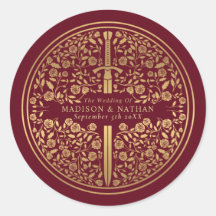 Casamento de Espadas Reais Medievais Vermelhas