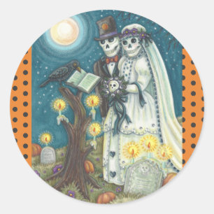 ADESIVO CASAMENTO DE ESQUELETÃO NA FOLHA DE CEMETEROS