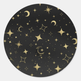 Adesivo Casamento de Estrelas da Lua Celestial Preto e Dou