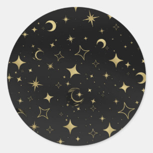 Adesivo Casamento de Estrelas da Lua Celestial Preto e Dou