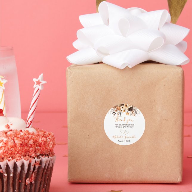 Adesivo Casamento de Fall Rustic Brown e Ivory Rosa Countr (Festa)