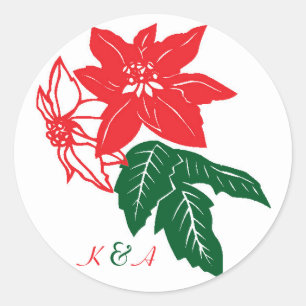 Adesivo Casamento de Férias de Natal Vermelho e Verde