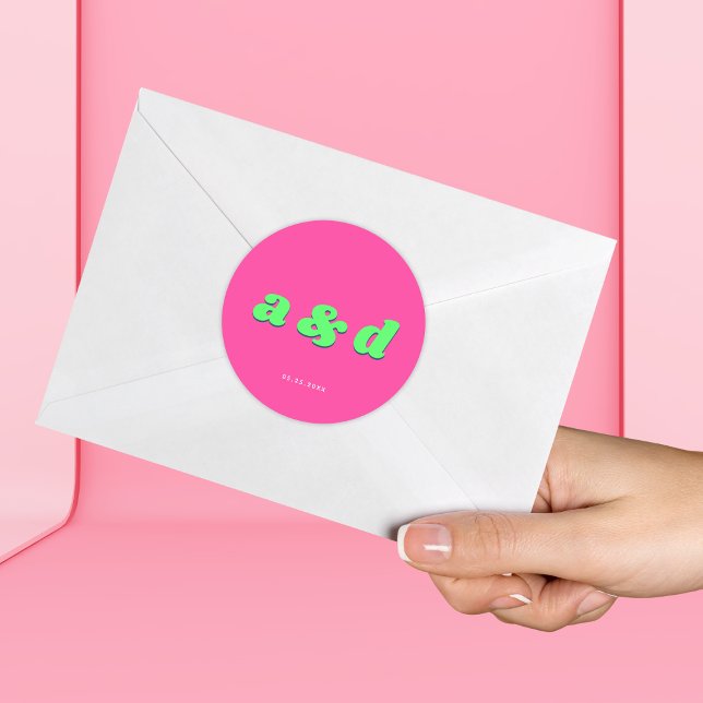 Adesivo Casamento de Festa de noivado de Monograma Rosa e  (Criador carregado)