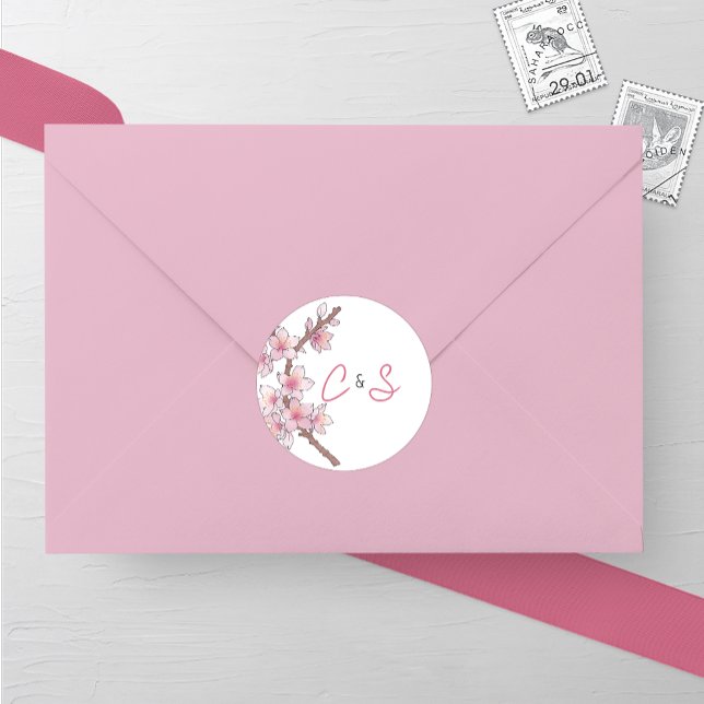 Adesivo Casamento de Flor de Cereja com Aquicultura (Criador carregado)