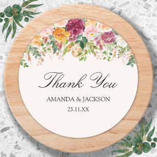 Adesivo Casamento de Flor de Rosa de Aquarela de Caligrafi