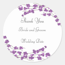 Adesivo Casamento De Flor Roxo Obrigado