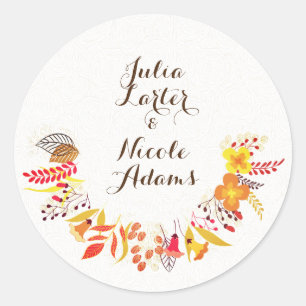 Adesivo Casamento de Flor Silvestre Boho Laranja Roxo
