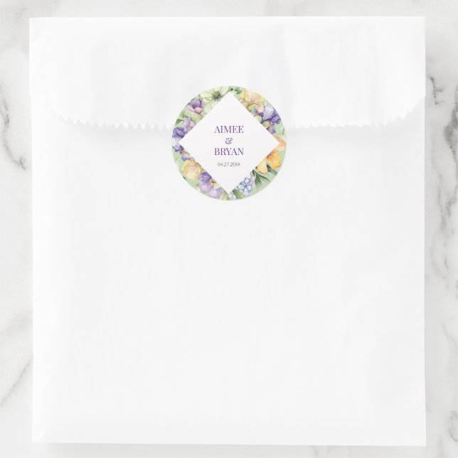 Adesivo Casamento de Flor Verde com Aquarela (Bolsa)