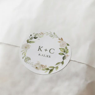 Adesivo Casamento de Floral Branco e Folhagem