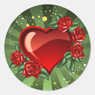 Adesivo Casamento de Floral Vermelho Corações e Rosas Ve