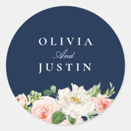 Adesivo Casamento de flores azuis e marinhos elegantes