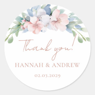 Adesivo Casamento de Flores Azuis e Rosas Elegantes