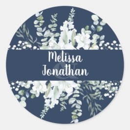 Adesivo Casamento de flores brancas florais com aquarela r