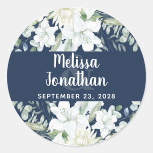 Adesivo Casamento de flores brancas florais com aquarela r