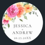 Adesivo Casamento de Flores Brilhantes de Aquarela Elegant<br><div class="desc">Para mais personalização,  clique em "Personalizar este modelo" e,  em seguida,  em "Editar usando a Ferramenta Design". Na moda fácil de usar modelos de casamento,  mais itens disponíveis na loja (convites,  rsvp,  cartas de agradecimento,  papelaria e decoração). Se precisar de ajuda ou itens correspondentes,  entre em contato comigo.</div>