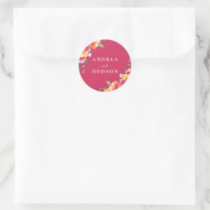Adesivo Casamento de Flores de Aquarela Rosa Deslumbrante