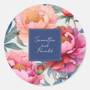 Adesivo Casamento de Flores de Pedra de Aquarela Elegante