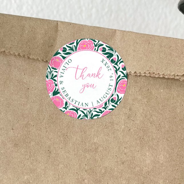 Adesivo Casamento de Flores de Península Elegante Obrigado (Criador carregado)