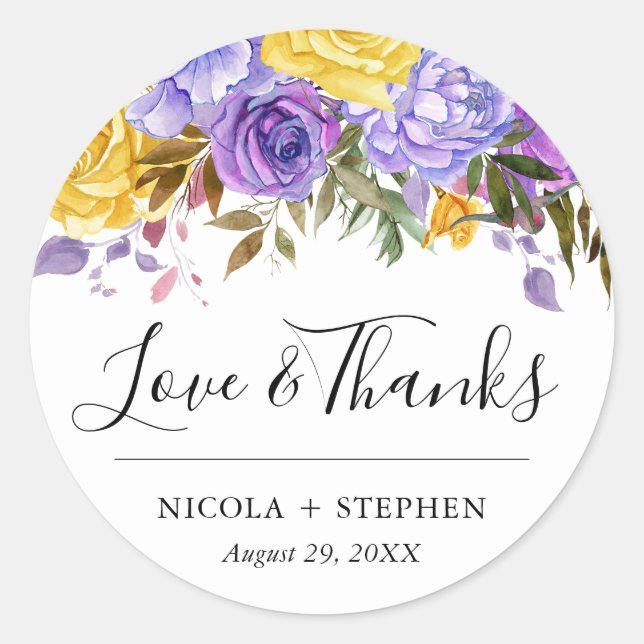 Adesivo Casamento de Flores de Primavera em Aquarela Boho (Frente)
