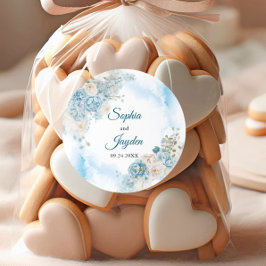 Adesivo Casamento de Flores de Rosa de Ice Azul-marfim