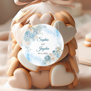 Adesivo Casamento de Flores de Rosa de Ice Azul-marfim