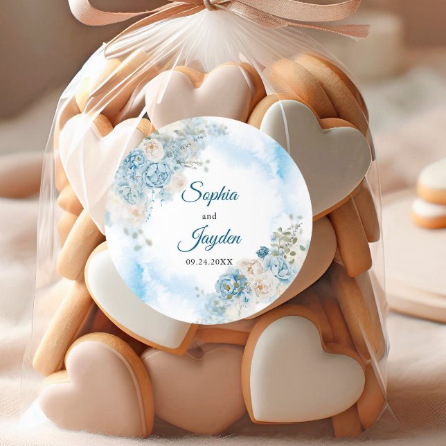 Adesivo Casamento de Flores de Rosa de Ice Azul-marfim (Criador carregado)