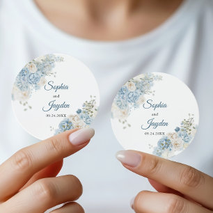 Adesivo Casamento de Flores de Rosa de Marfim Azul Gelo El