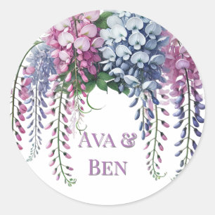 Adesivo Casamento de Flores de Wisteria Púrpura e Rosa