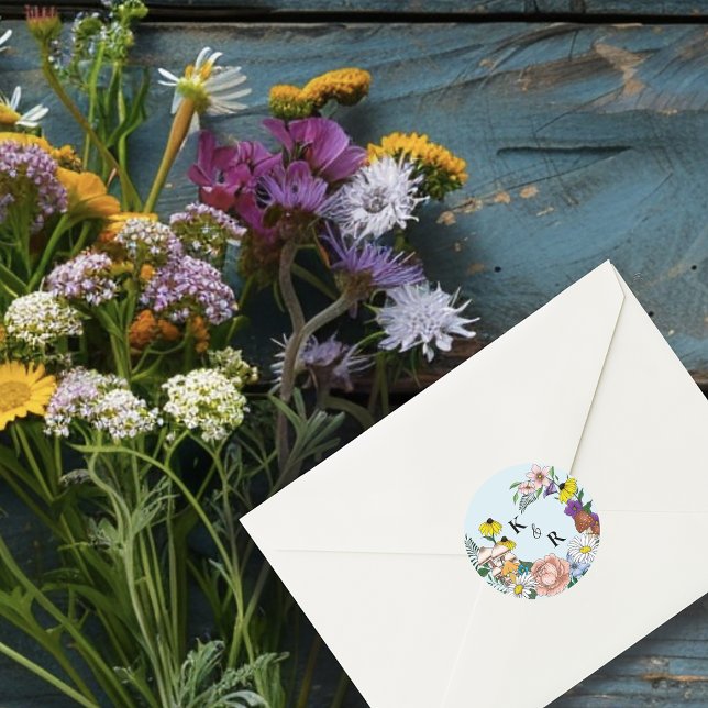 Adesivo Casamento de Flores Florais Azuis Cogumelos (Criador carregado)