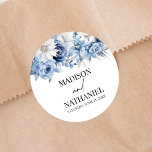 Adesivo Casamento de Flores Florais Dusty Blue<br><div class="desc">Estas são as Flores Azuis Dusty Floral do Jardim do Partido de Casamento Favoritos da Frota!</div>