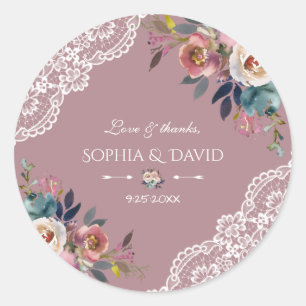 Adesivo Casamento de Flores Rosa de Dusty Românticas