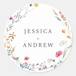 Adesivo Casamento de Flores Selvagens de Aquarelas Elegant