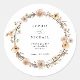 Adesivo Casamento de Flores Silvestres Bege